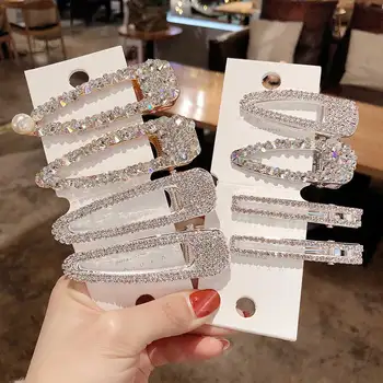 

Full Crystal Hairpins Woman Girls Pearl Hair Clips Korean Style Hair Grip Girls Sweet BB Clips Barrettes Hair Accessories