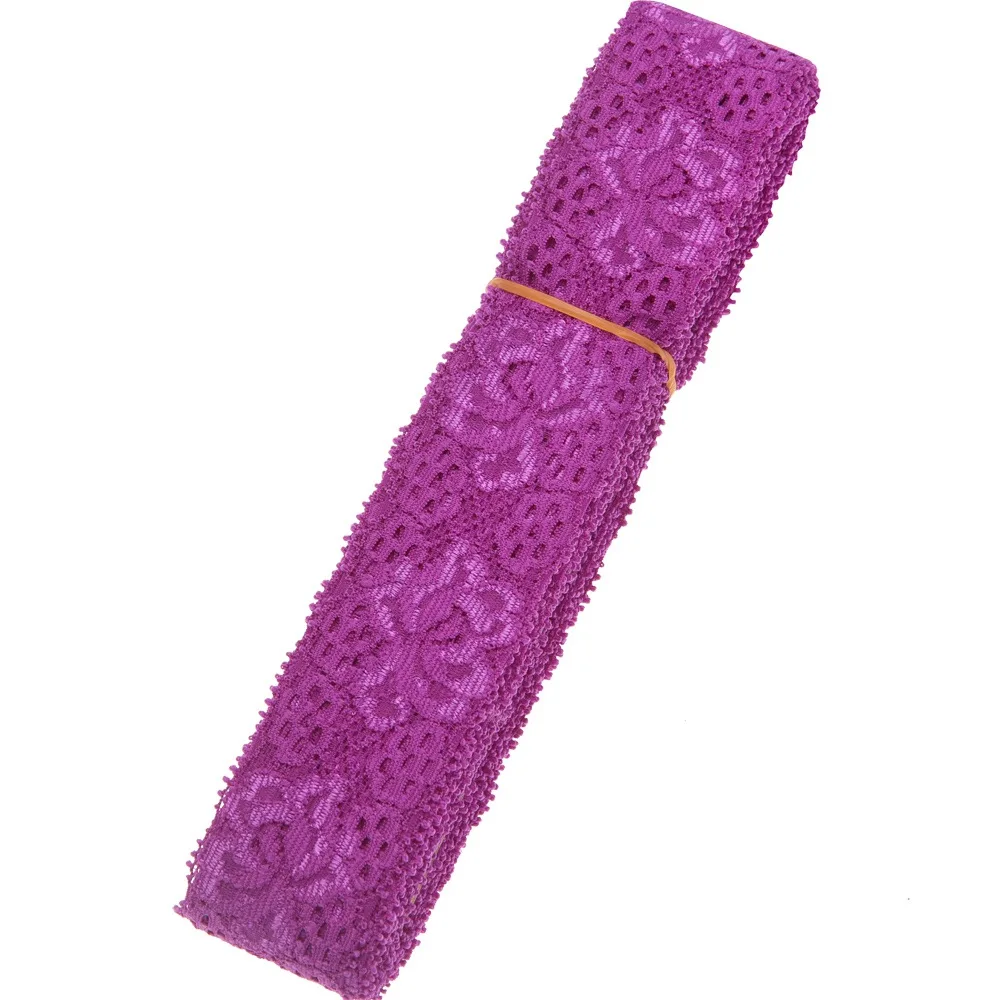 10 ярдов/рулон 3,5 см повязки на голову, Кружевная повязка на голову для волос, эластичная лента, аксессуары для волос для новорожденных - Цвет: Purple