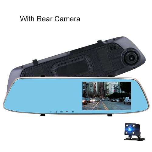 Kommander 5 дюйм(ов) Full HD 1080 P Видеорегистраторы для автомобилей для автомобиля с Ночное видение зеркало заднего вида Двойной Камера видеорегистратор с touch, парковка монитор - Название цвета: Dual Lens