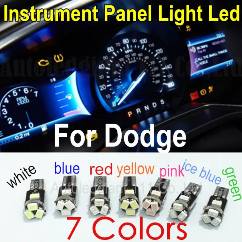 

T5 Led 7 Colors Led Lamp Car Light 73 74 Wedge Led Auto Gauge Dashboard LED Instrument Panel Light Bulb For Dodge 10x