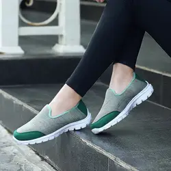 Обувь Для женщин Повседневное Slip-On дышащие Для женщин кроссовки Air Mesh Демисезонный Удобная обувь однотонные женские обувь zapatillas mujer