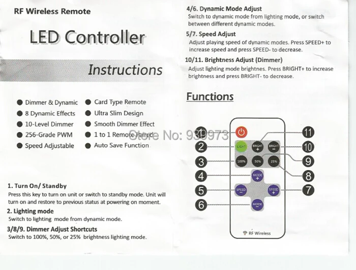 RF пульт дистанционного управления H3 # R DC 12V 12A 11 клавиш мини Диммер для Led