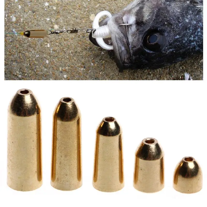 5pcs/lot bullet copper fishing sinkers for soft lure bait additional weight sinkers fly tying