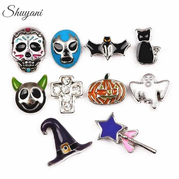 SHUYANI-20pcs-lot-Mixed-Enamel-Halloween-Charms-Floating-Halloween-Charms-for-Glass-Locket-Wholesale