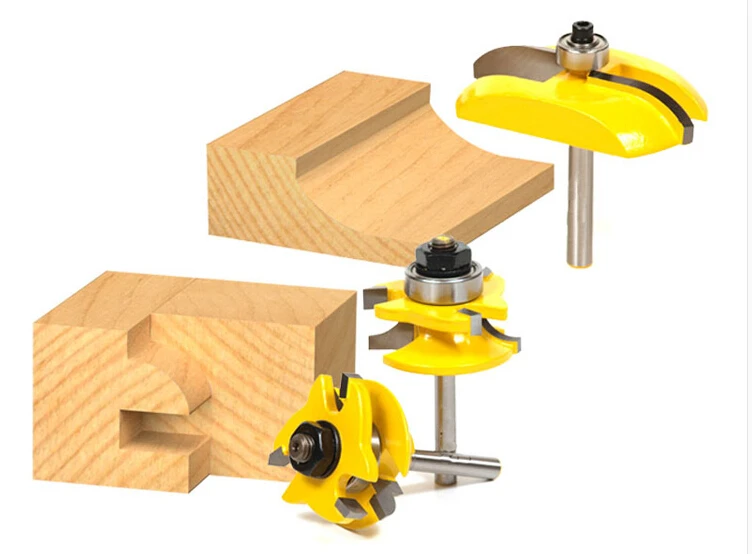 

NEW 3pcs 1/4 Round Rail&Stile Router Bits Set Cove Raised Panel Tools Wood Cutting High Quality Wooden CNC