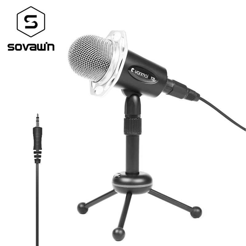 Professional 3.5mm Podcast Condenser Microphone PC Recording MIC W /Stand Tripod