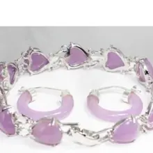 Дубай турецкий Африканский бисер комплект ювелирных изделий натуральный фиолетовый драгоценный камень серебряные ювелирные изделия браслет Круглый обруч серьги кварц