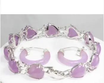 

dubai turkish african beads jewelry set Natural Purple gem jewelery Bracelet Round hoop earring Quartz Fine women