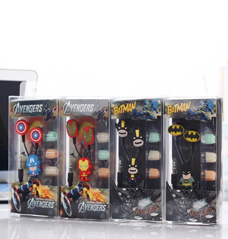 

The Avengers Iron Man Captain America in-ear Earphone Headset Cute Batman Earphones Earbuds for iPhone Cellphone Mp3 for Android
