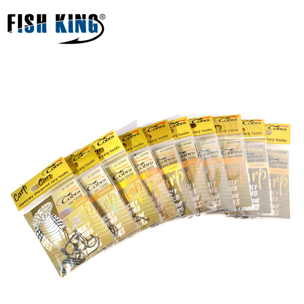 Fish King 50 шт./лот из высокоуглеродистой стали китайские рыболовные крючки с кольцом 3#-14# Baitholder колючий крючок для ловли карпа Pesca аксессуары