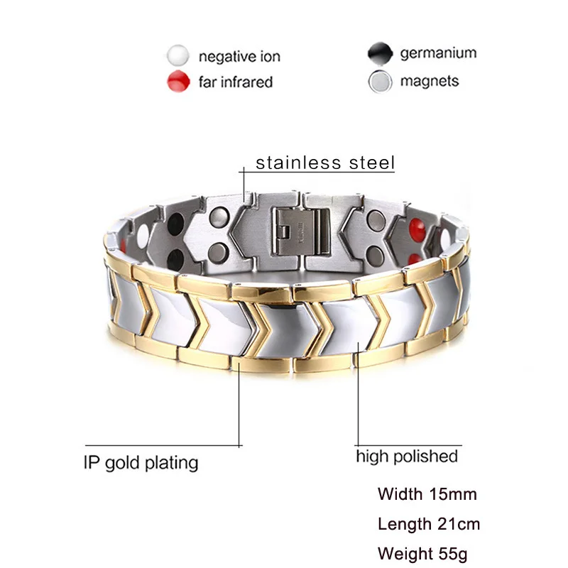 Meaeguet 15 мм широкий титановый магнитный браслет для здоровья для мужчин ювелирные изделия DIY Регулируемая длина "-9" - Окраска металла: Only bracelet