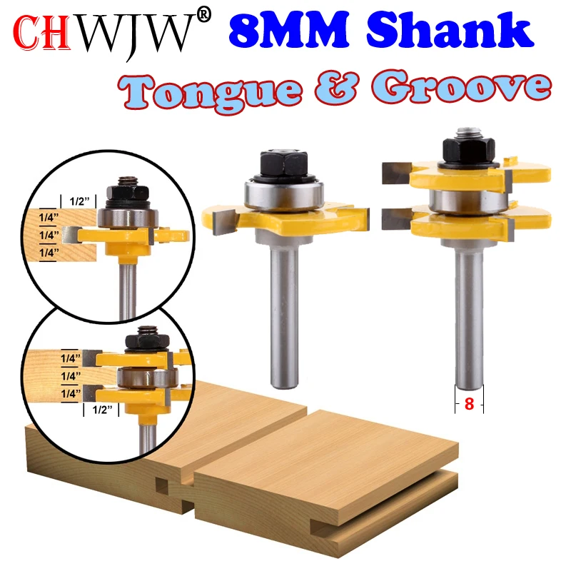 Мм 2 шт. 8 мм хвостовик высокое качество Язык и паз совместное сборка фреза Набор 3/4 "запас древесины режущий инструмент-Chwjw