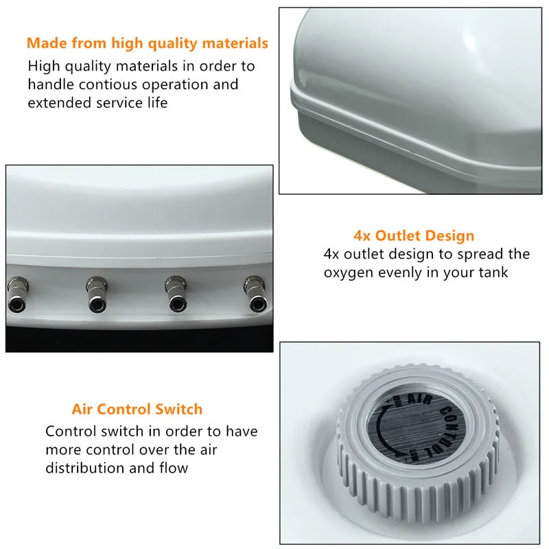 4 розетки Регулируемая аквариум электромагнитный воздушный насос низкого Шум Аквариум Мини Воздушный компрессор кислородный насос 110 V-220 V 15 Вт
