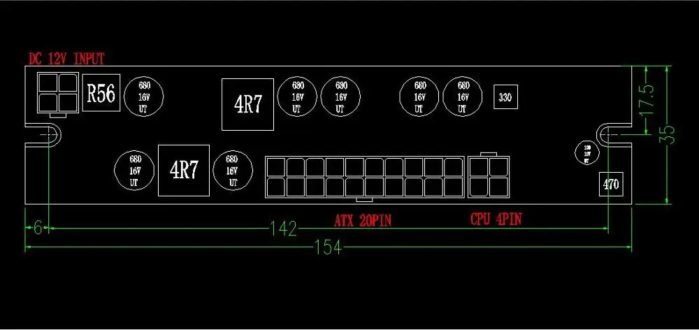 Высокая мощность 250 Вт DC 12 В вход ATX пиковый PSU Pico ATX переключатель горнодобывающей PSU 24pin MINI ITX DC для автомобиля ATX PC источник питания для компьютера