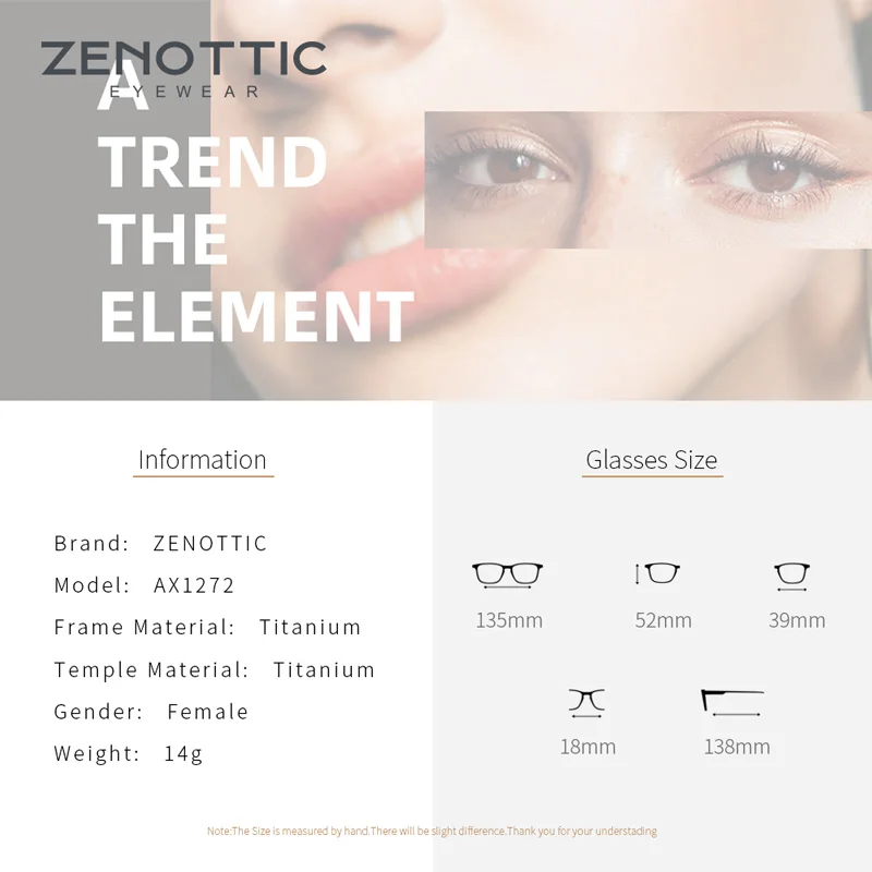 ZENOTTIC титановый рецепт очки для женщин близорукости ультра легкие без оправы