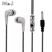 M&J Original Cell Phones Earphones Ice Cracks Design Earphone Earpiece with Microphone For iPhone Samsung MP3 MP4 PC