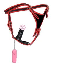 Vibrating Strap on Dildo Female Chastity Belt With Removable Penis Anal Plug Vaginal Massager Butt Plug Strapons Sex Toy