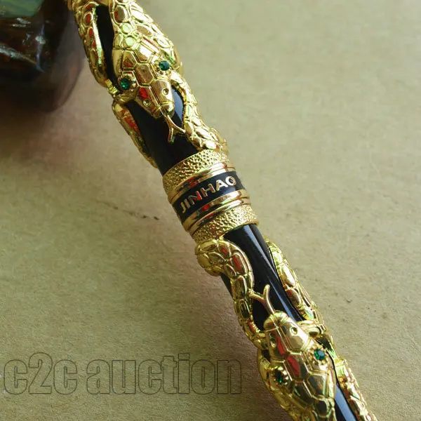 Шариковая ручка JINHAO черная с золотой змеей ветер Змеиный год|roller ball pen|ball penjinhao black