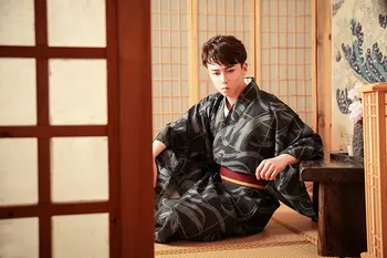 

Japanese Male Anti-wrinkle Free Ironing Traditional Warrior Kimono Suit