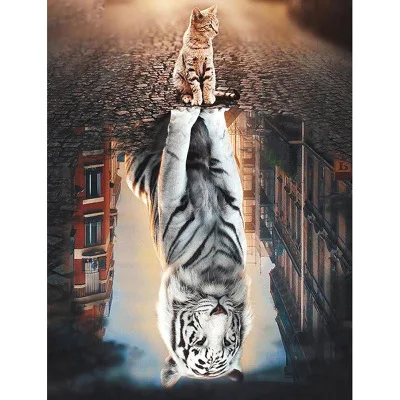 

DIY Full drilling Diamond Painting Cats to tigers Diamond Embroidery new 5d Full drilling Cross stitch Home Decor Gift