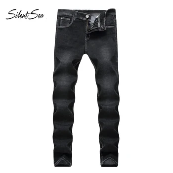 

Silentsea Mid Waist Jeans Men Slim Stretch Jeans Mens Classic Straight Business Trousers Denim Men Autumn Spring Brand Pants