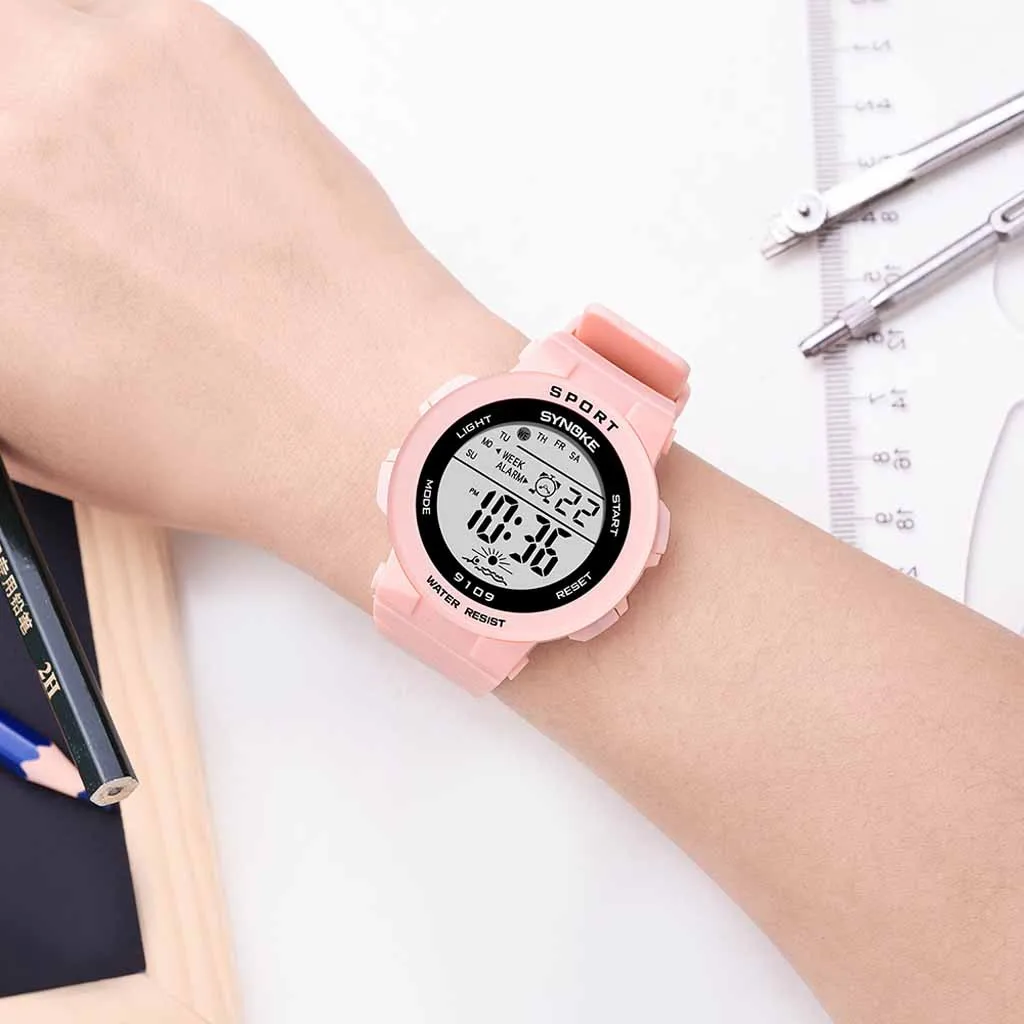 

Children's Watch With Gps Student Fashion Colorful Luminous Multi Function Cherry Powder Electronic Watch Girls Watches Kids LD