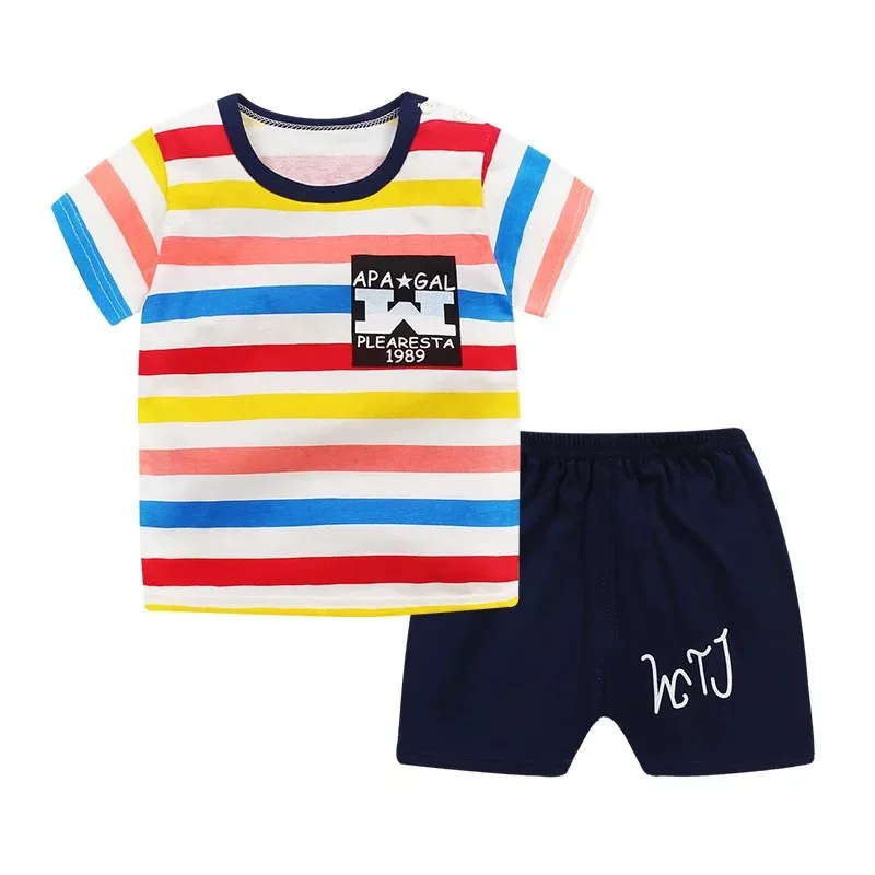 

Summer 2018 Newborn Boy girl Clothes Set Baby Boy Cotton Clothes Baby Clothing Suit (Shirt+Pants) Plaid kid Clothes Set