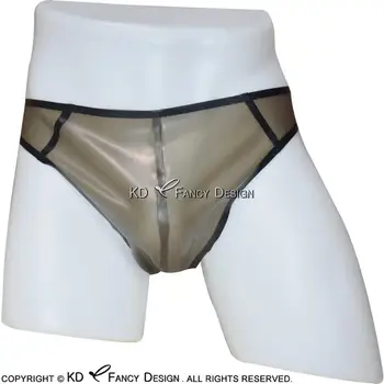 

Transparent Black With Black Sexy atex Briefs With Pouch Rubber Underpants Underwear Pants Panties DK-0114
