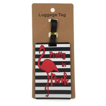 

Cartoon Stripe Flamingo Luggage Tag Travel Accessories Silica Gel Suitcase ID Address Holder Baggage Boarding Tag Portable Women