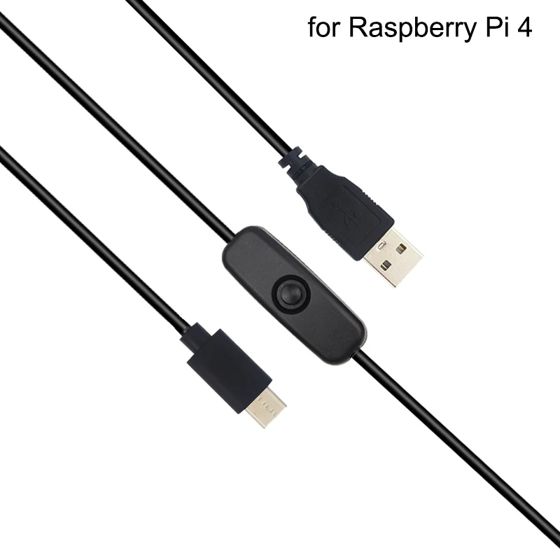 3A Raspberry Pi 4 кабель питания 1 м переключатель usb type C кабель для зарядки с кнопкой включения/выключения для телефона Android Raspberry Pi 4