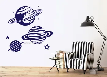 

Planetarium Planets Picture Vinyl Wall Stickers Star Saturn Rings Decor Wall Decals High Quality Wallpaper Hot Sale Mural SA865