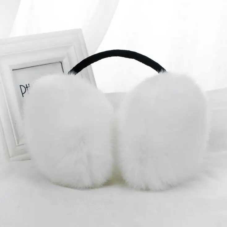 E001 White YRRETY, унисекс, наушники, женские, мужские, теплые, меховые, наушники, унисекс, для девочек, зимние, теплые, для ушей, наушники, теплые, повязка на голову, мех, круглый - Цвет: E001 White