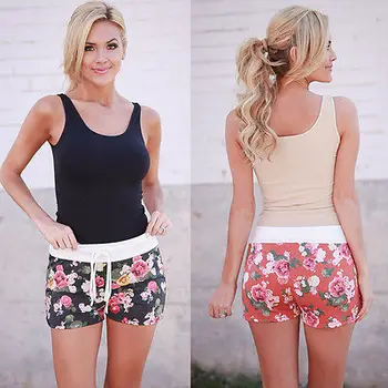 

2018 Summer Women Ladies High Waist Casual Floral Beach Hot Shorts