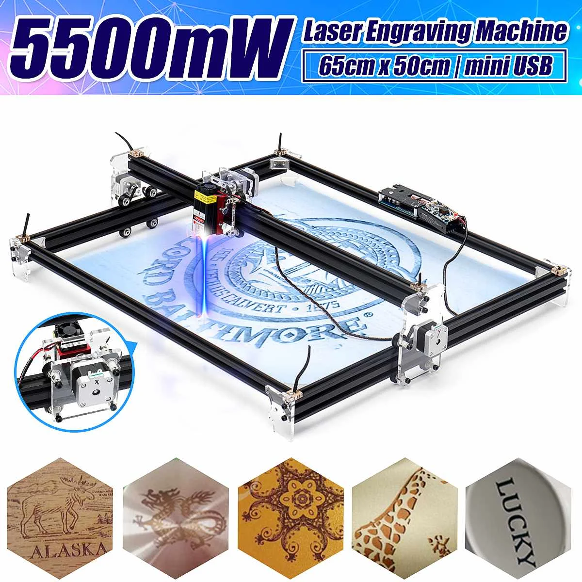 12V Mini 5500mW 65*55cm niebieski maszyna do grawerowania laserowego cnc 2 osi DIY Home grawer pulpit frezarka do drewna/frez/drukarka obrabiarka 12V Mini 5500mW 65*55cm niebieski maszyna do grawerowania laserowego cnc 2 osi DIY Home grawer pulpit frezarka do drewna/frez/drukarka obrabiarka
