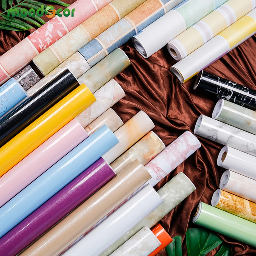 1 متر للماء ملصقات جدار الفينيل الرخام/الخشب/لون نقي خلفيات ل خزانة دولاب خزانة الشارات غرفة ديكور فيلم