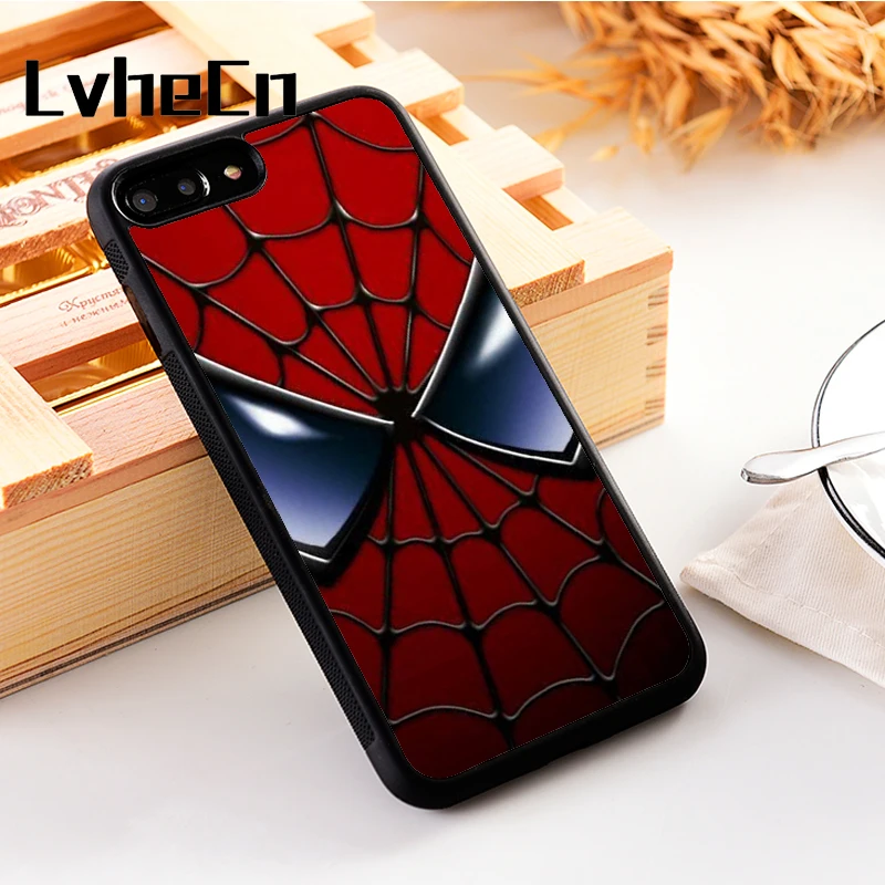 

LvheCn 5 5S SE phone cover cases for iphone 6 6S 7 8 Plus X Xs Max XR Silicon Superhero Spider-Man Web Shooters The Avengers