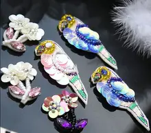 

3D Handmade Rhinestone sew Patch DIY embroidery bird flower Patches for clothing shoes bags Sewing Craft decoration collar patch
