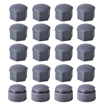

beler New Gray 16pcs Wheel Lug Nut Center Cover + 4pcs Locking Types Caps for VW Audi Skoda Seat 4F0601173A, 321601173A