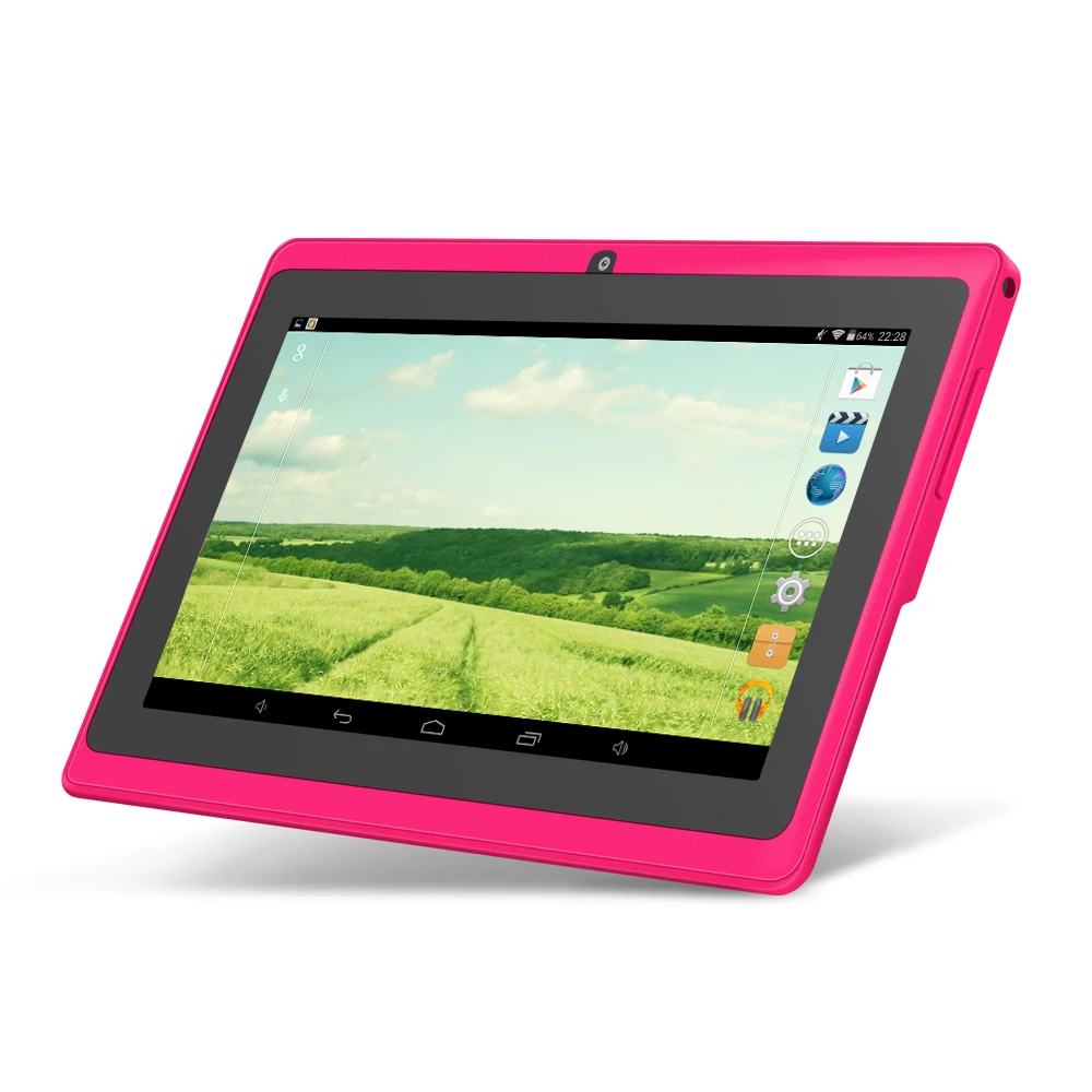 5 цветов Yuntab 7 дюймов android планшет Q88 1024*600 A33 4 ядра 512 МБ + 8 ГБ двойной Камера