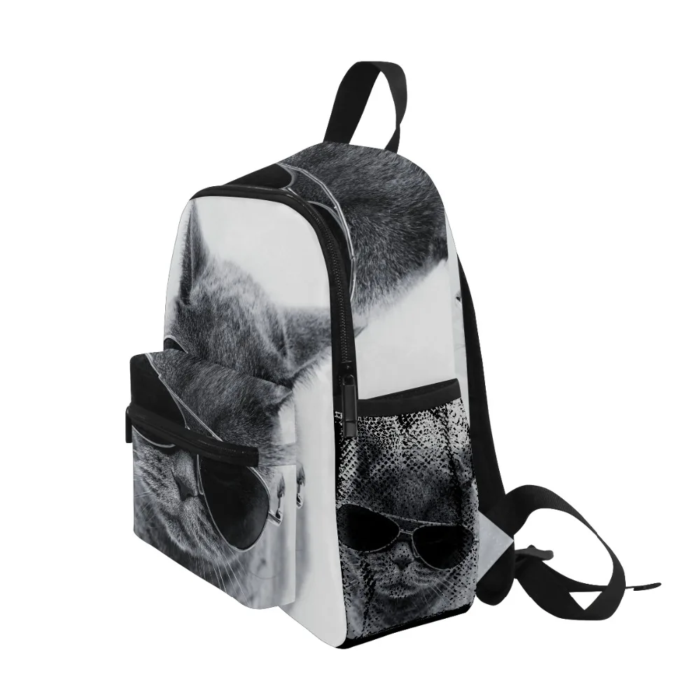 ALAZA 3D печать крутой Кот с солнцезащитным стеклом рюкзак Дошкольные Рюкзаки школьная сумка для мальчиков Детский сад подходит для детей от 3 до 8 лет