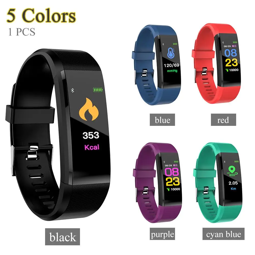 

115Plus Color Screen Smart Bracelet Support Blood Pressure Exercise Heart Rate Monitoring Smart Band For IPhone Se 8 X Samsung