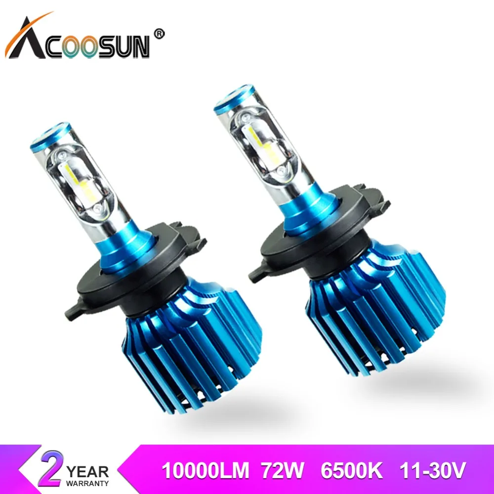 Acoosun h7 12В 72 Вт светодиодный h4 H11 9005 H3 Автомобильный фары для bombillas 10000LM 9006 luces флип