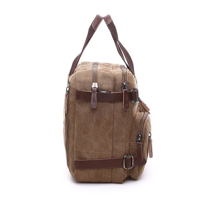 Мужская Холщовая Сумка, кожаный портфель, Дорожный чемодан, сумка-мессенджер на плечо, сумка-тоут сзади, большая Повседневная деловая сумка для ноутбука с карманом