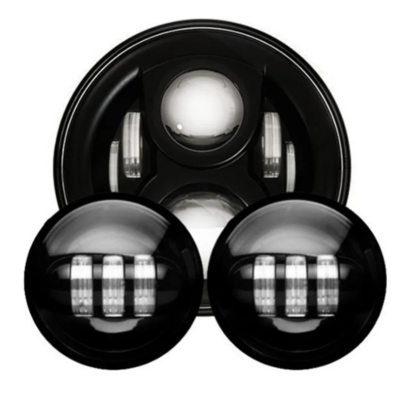 

7" Projector MOTO 60W LED Headlight + 4.5'' LED Auxiliary Passing Lights For Harley 2012-later FLD,1994-2013 Touring