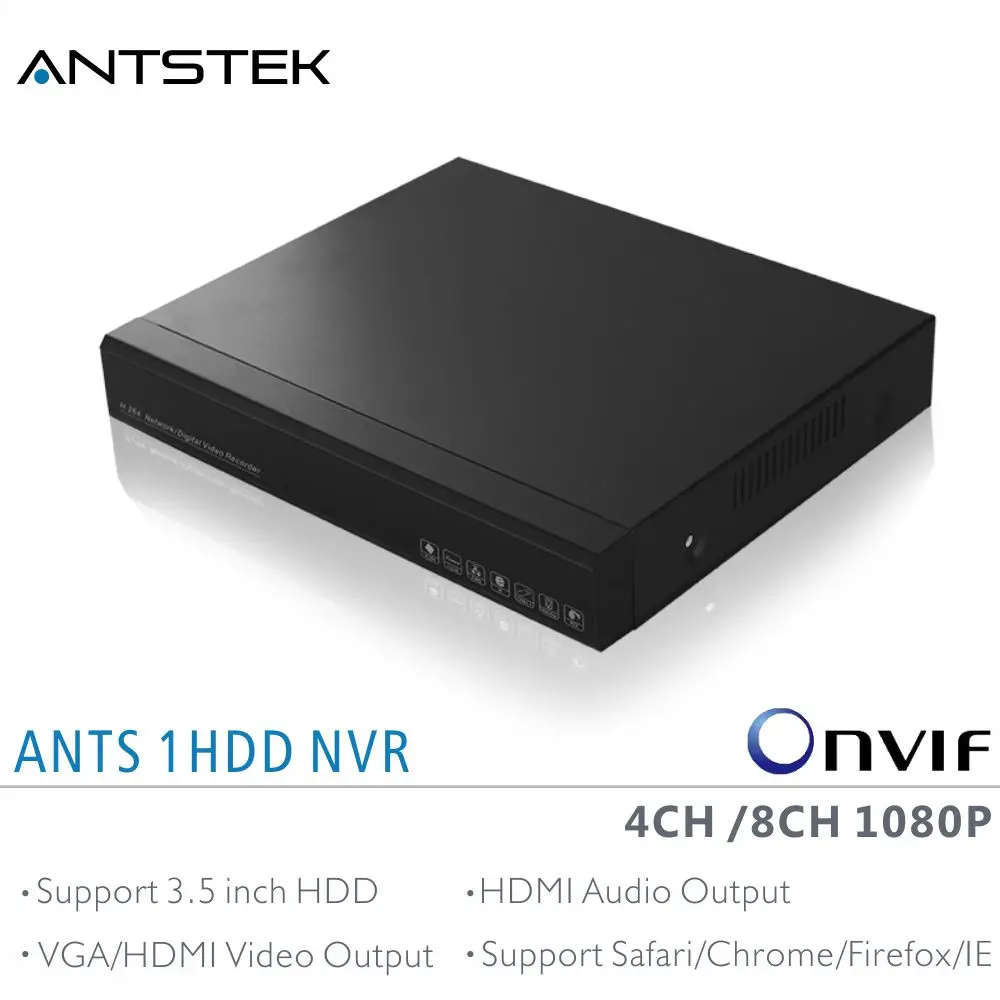 4ch 8ch antstek начального уровня из металла Корпус ONVIF NVR Поддержка цельнокроеное