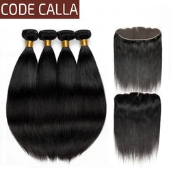 Code Calla Straight Hair Bundles With Lace Frontal Unprocessed Malaysian Raw virgin Salon Human Hair Bundles Weave Extensions Code Calla Straight Hair Bundles With Lace Frontal Unprocessed Malaysian Raw virgin Salon Human Hair Bundles Weave Extensions