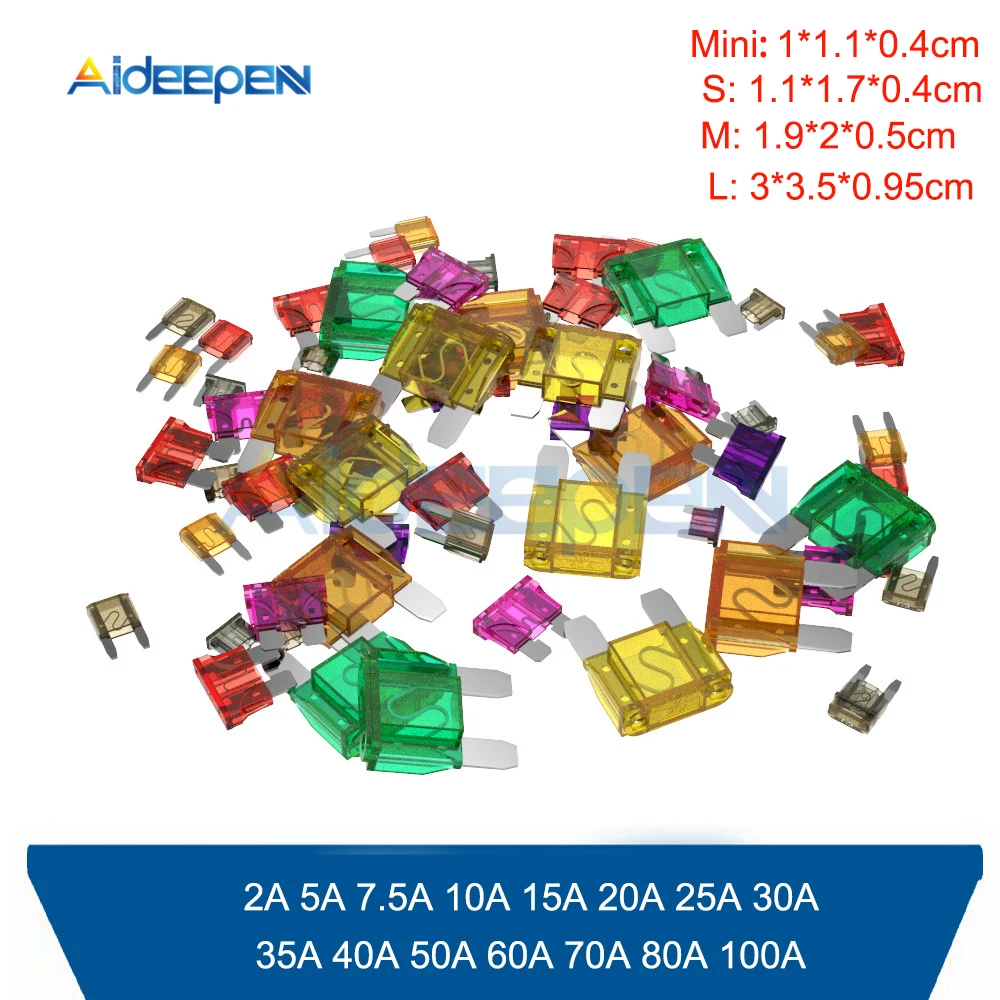 

10pcs 50pcs 2A-100A Auto Automotive Car Boat Truck Blade Fuse 2A 5A 10A 15A 20A 25A 30A 40A 50A 60A 70A 80A 100A Mini Small