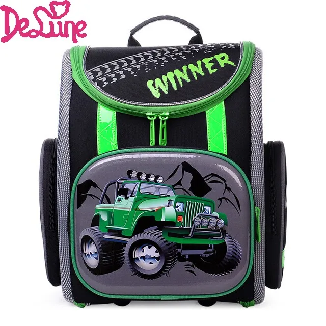 2017 Russia Brand Delune Racing Cars School Bags for Boys Waterproof Orthopedic font b Backpacks b