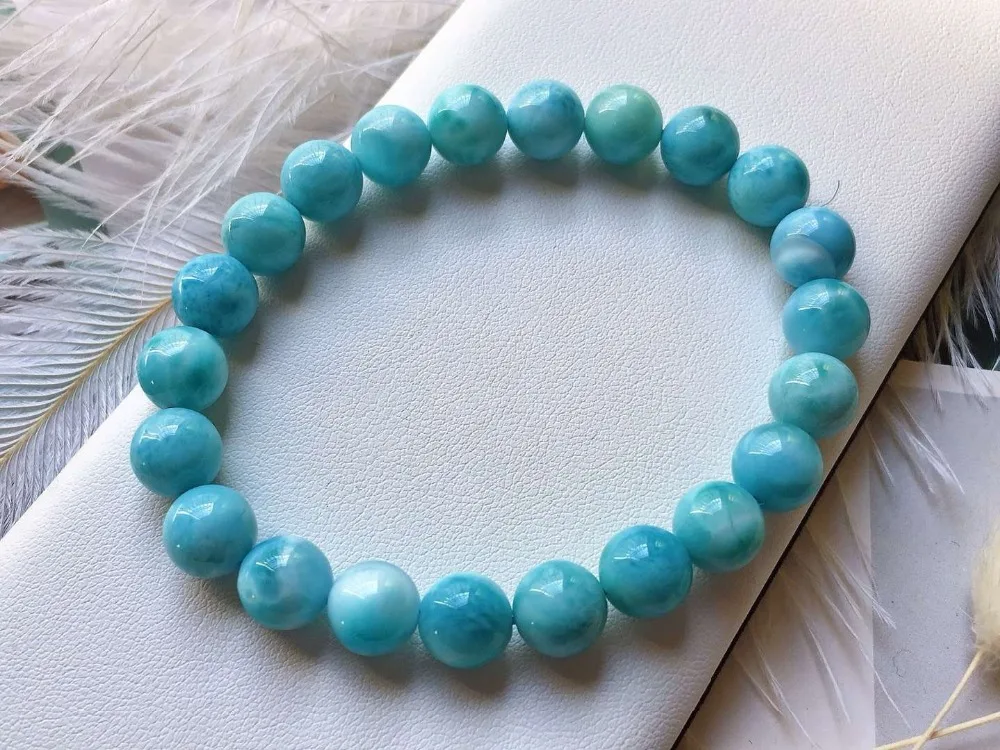 

Genuine Natural Larimar Blue Round Beads Bracelet Stretch 9mm Water Pattren Women Man Jewelry Crystal Stone Healing AAAAA