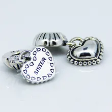 FL064 1 шт./лот Подходит Пандора стиль Браслеты мой Специальный сестер Серебряные Подвески 925 стерлингового серебра подвески оптом
